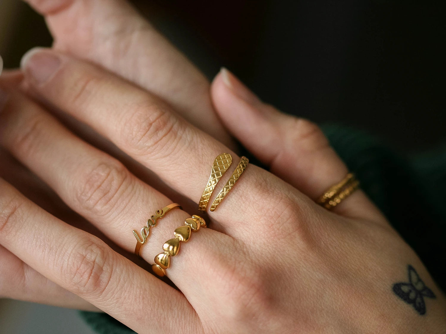 Gold love ring