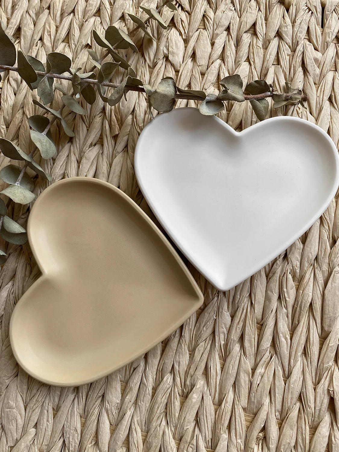 Plateau à bijoux cœur blanc cassé