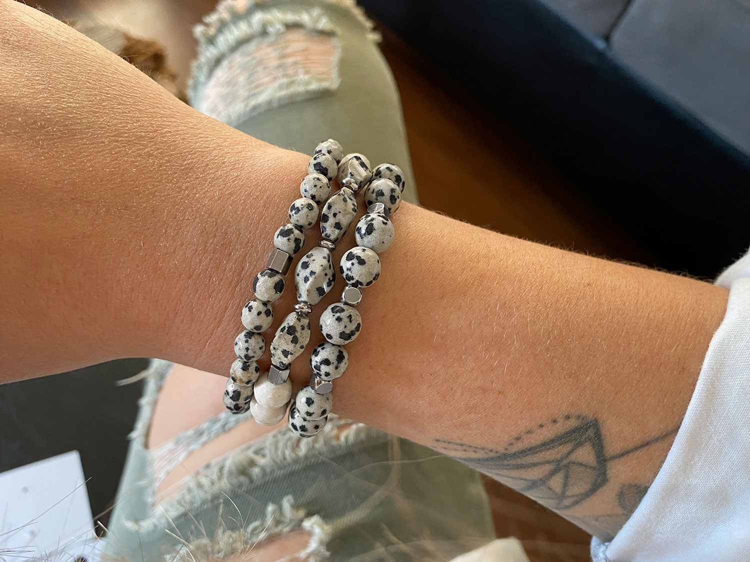 Silver Dalmatian bracelet set